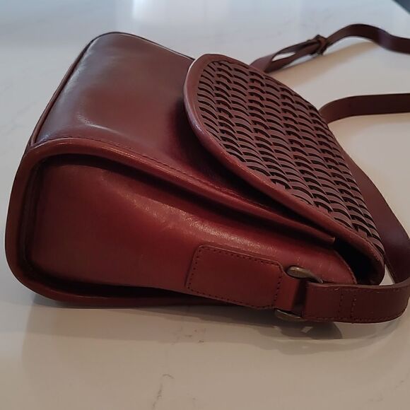Woven Brown Leather Crossbody Shoulder Bag - Picture 3 of 13